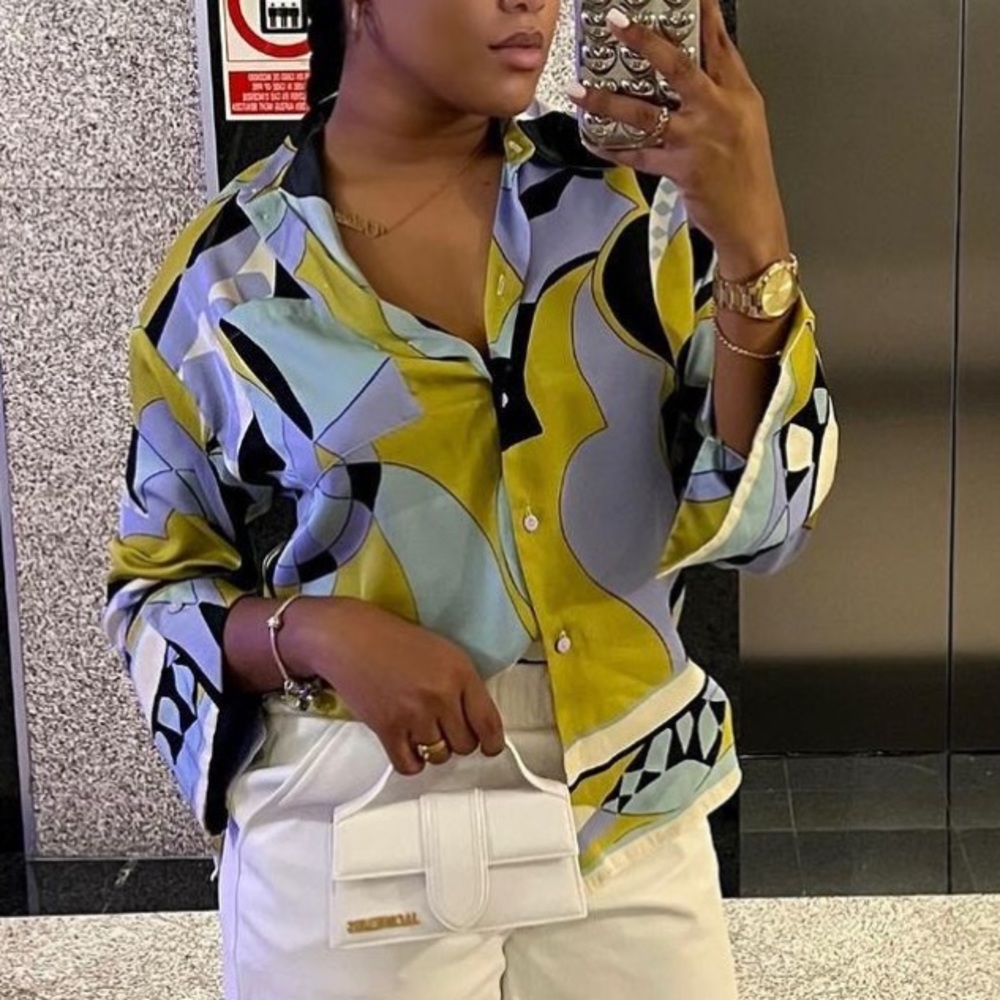 Multicolor Zara Patterned Button top
